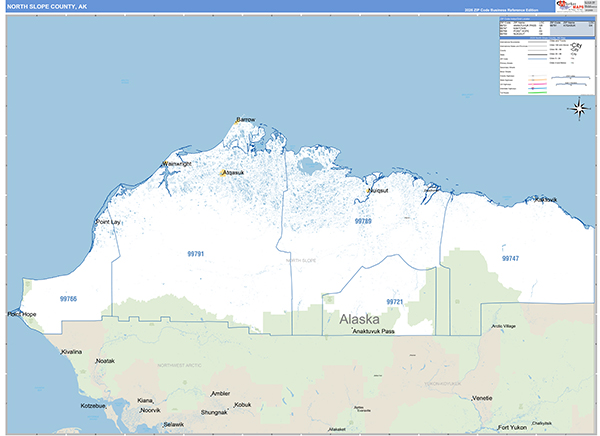 North Slope Borough (County), AK Carrier Route Wall Map